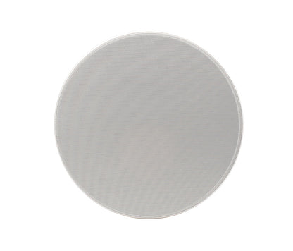 Round gray rug on a white background