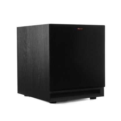 Black subwoofer on a white background