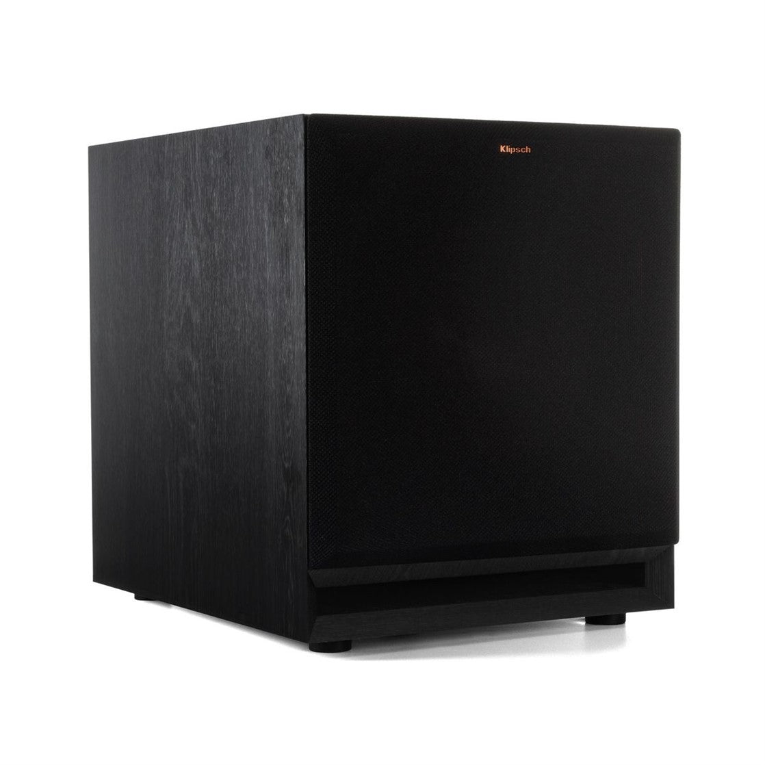 Black subwoofer on a white background