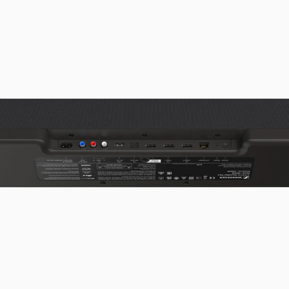 Back view of a electronic device with connectivity ports on a white background