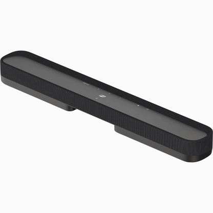 Black soundbar on a white background