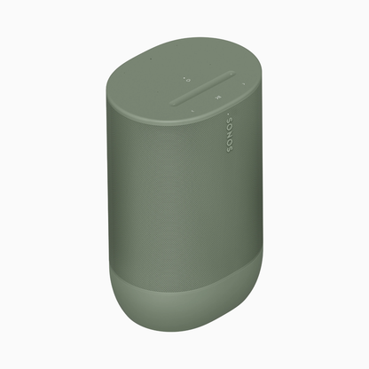 Green Sonos speaker on a white background