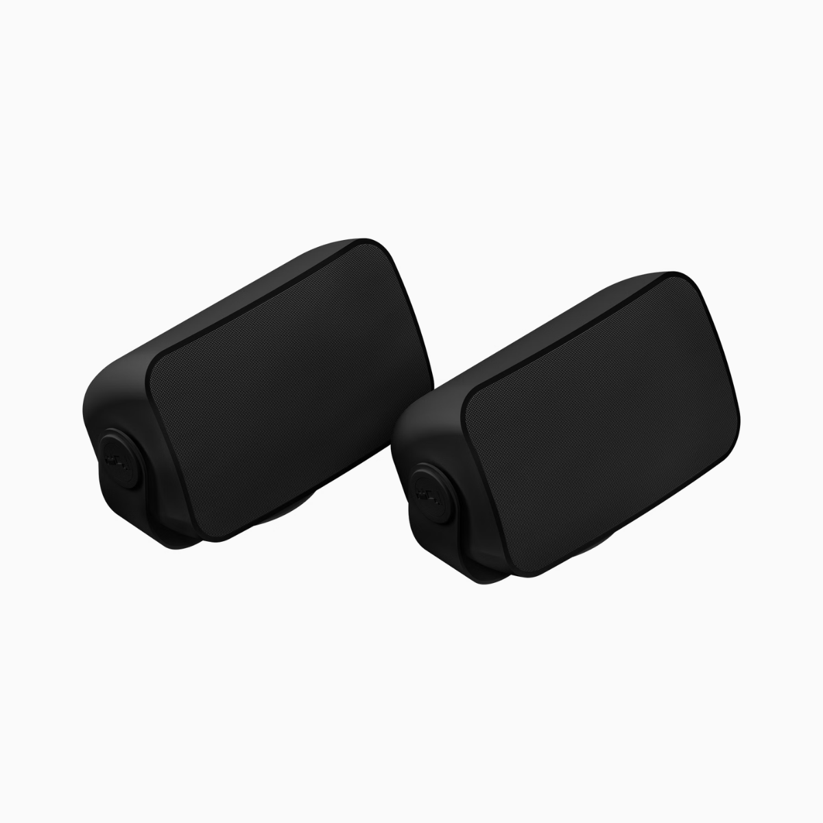 Two black speakers objects on a white background