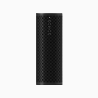 Black Sonos speaker on a white background