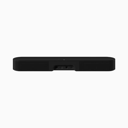 Black soundbar on a white background