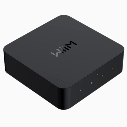 Black electronic device with a brand logo on a white background