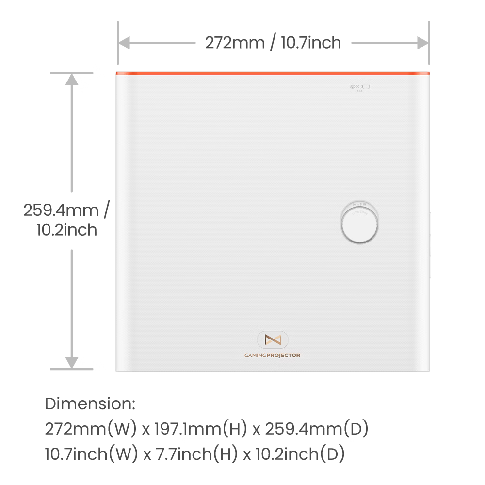 Gaming projector with stand on a white background