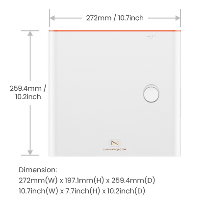 Gaming projector with stand on a white background