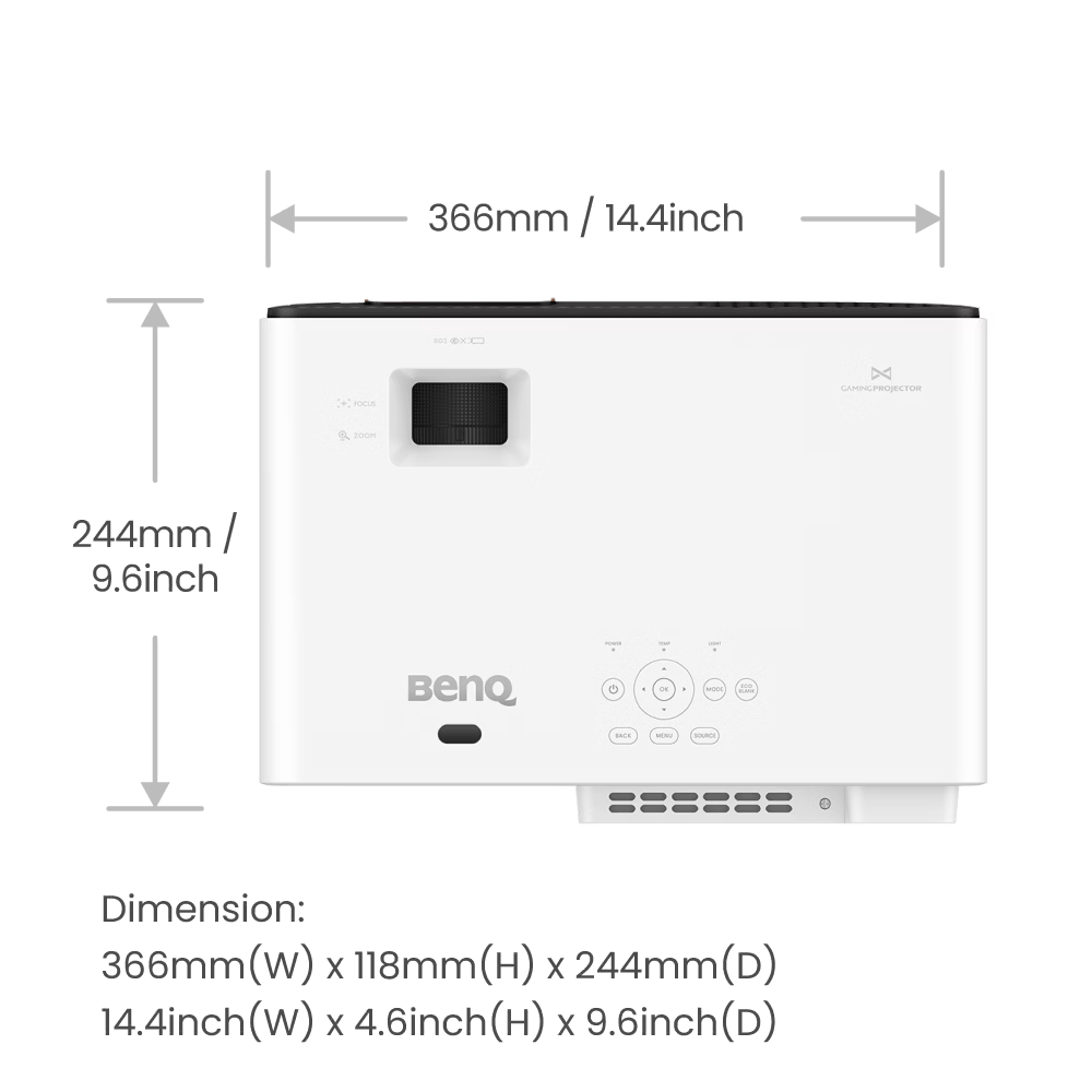 BenQ projector with stand on a white background