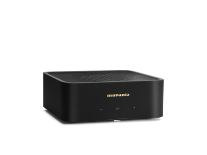 Black Marantz audio device on a white background