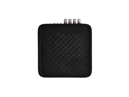 Black electronic device with antennas on a white background