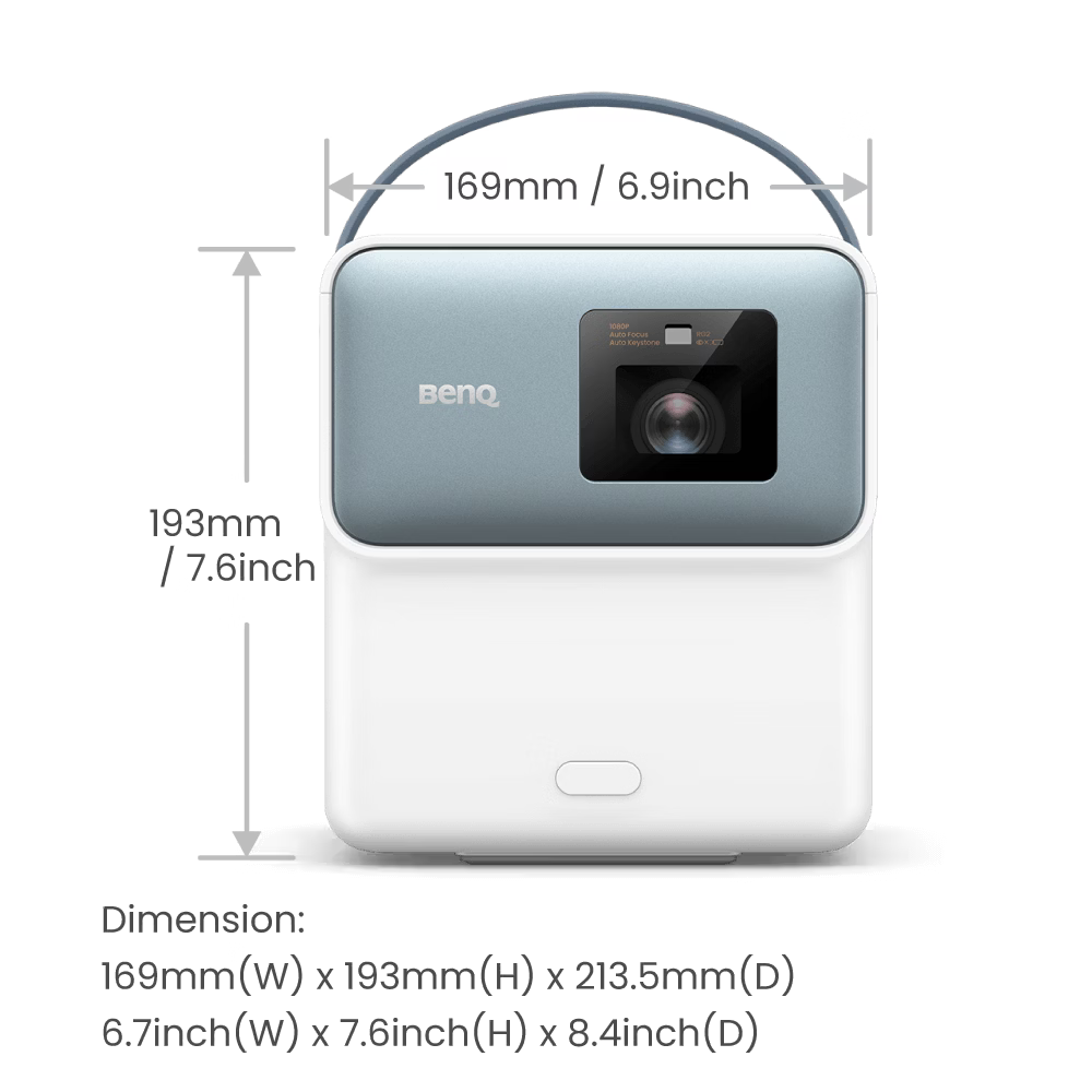 Dimension of BenQ projector in whte background