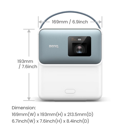 Dimension of BenQ projector in whte background