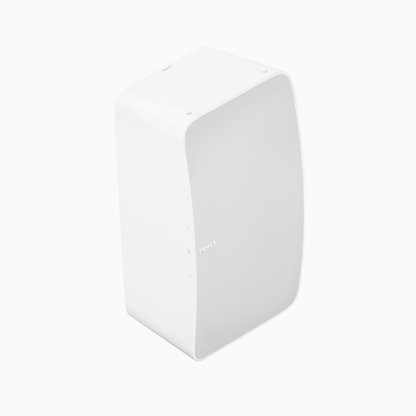 sonos white speaker with a brand logo on a white background