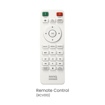 White BenQ remote control on a white background